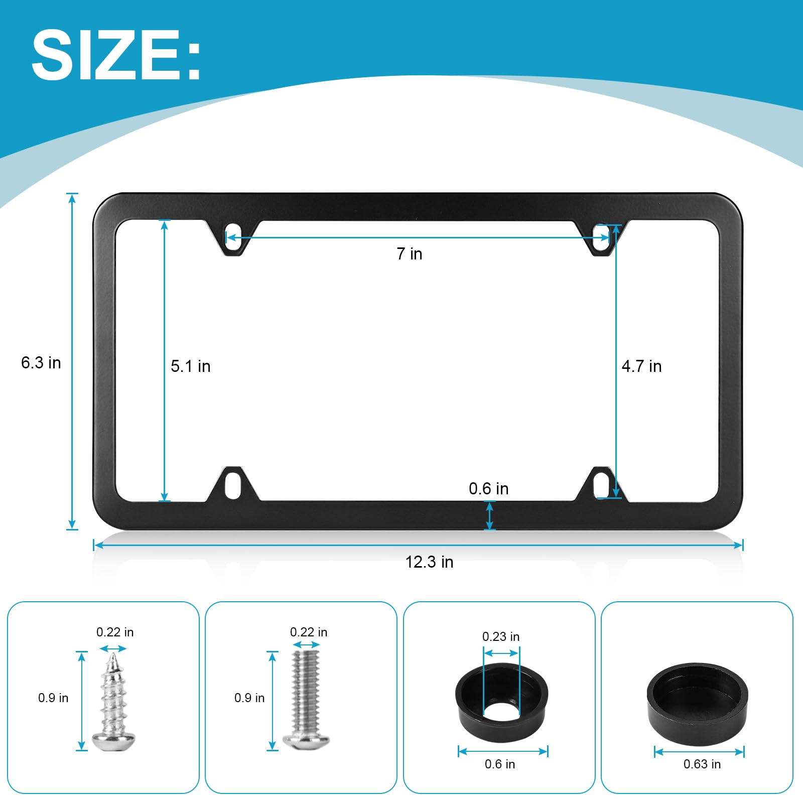 ZSZT License Plate Frames black, 2Pcs 4 Holes License Plate Holders, Stainless Steel License Plate Frame, Car License Plate Covers for US Vehicles