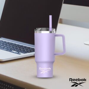 Reebok Stainless Steel Tumbler With Lifestyle Design - 40oz Tumbler With Handle - Double Wall Tumbler Vacuum Insulated - Leak Proof Tumbler For Men & Women (Purple)