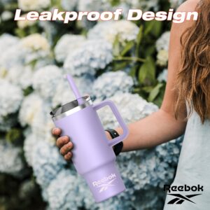 Reebok Stainless Steel Tumbler With Lifestyle Design - 40oz Tumbler With Handle - Double Wall Tumbler Vacuum Insulated - Leak Proof Tumbler For Men & Women (Purple)