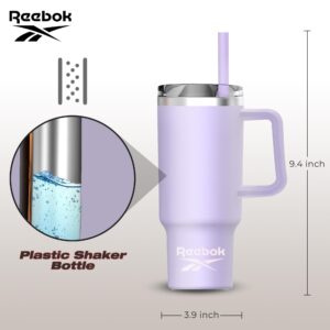 Reebok Stainless Steel Tumbler With Lifestyle Design - 40oz Tumbler With Handle - Double Wall Tumbler Vacuum Insulated - Leak Proof Tumbler For Men & Women (Purple)