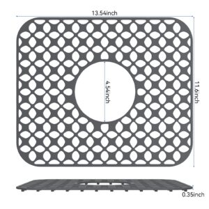 Kitchen Sink Mats, TOOVEM 2PCS Non-Slip Heat Resistant Silicone Sink Protector Mat for Bottom of Stainless Steel Porcelain Sink, Folding Farmhouse Rear Drain Sink Mats, Center Drain