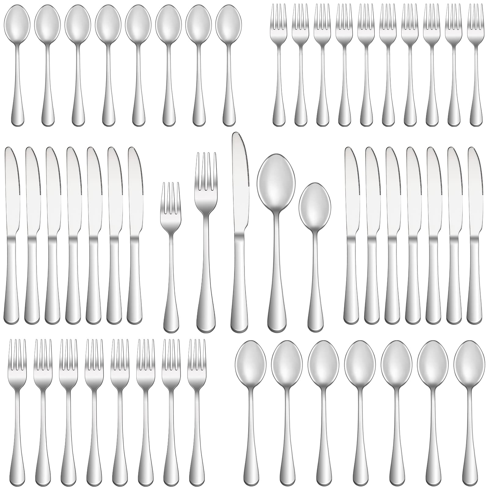 60 Piece Silverware Set Service for 12,Premium Stainless Steel Flatware Set,Mirror Polished Cutlery Utensil Set,Durable Home Kitchen Eating Tableware Set,Include Fork Knife Spoon Set,Dishwasher Safe