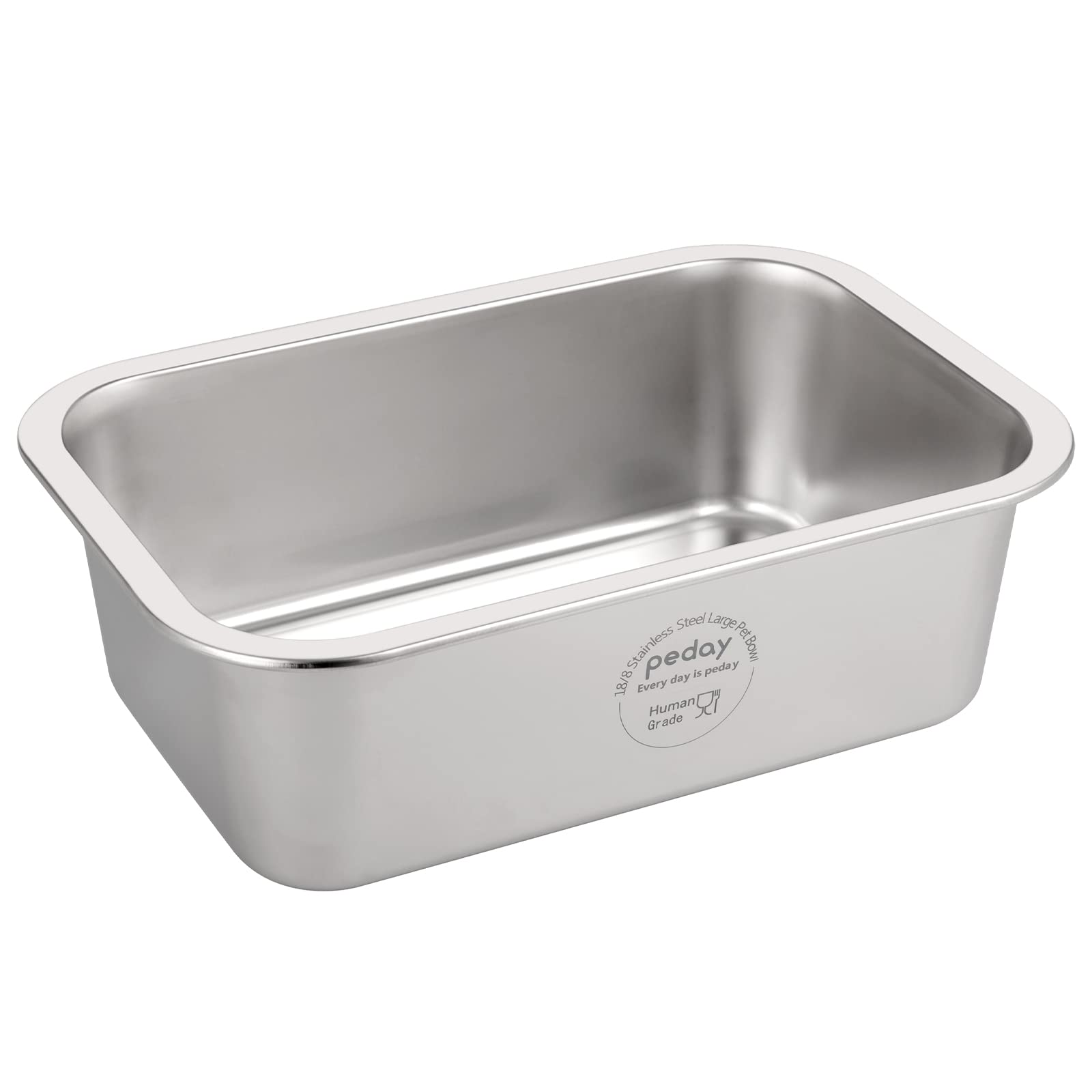 PEDAY 2.64 Gallon Extra Large Dog Water Bowl, Human Grade Stainless Steel, for Extra Large Sized Dogs - Silver Classic