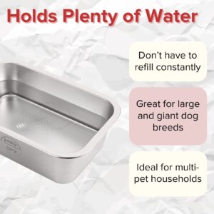 PEDAY 2.64 Gallon Extra Large Dog Water Bowl, Human Grade Stainless Steel, for Extra Large Sized Dogs - Silver Classic