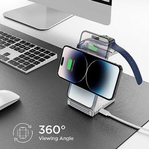 Magnetic Charging Station,Hohosb 3 in 1 Foldable Zinc Alloy Wireless Charger Stand[Compatible with Magsafe Charger] for iPhone 15/14/13/12 Series, AirPods Pro/3/2,Apple Watch/iWatch-White