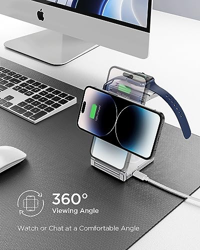 Magnetic Charging Station,Hohosb 3 in 1 Foldable Zinc Alloy Wireless Charger Stand[Compatible with Magsafe Charger] for iPhone 15/14/13/12 Series, AirPods Pro/3/2,Apple Watch/iWatch-White
