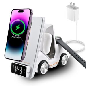 diecallan 5 in 1 wireless charging station 20w adapter fast wireless charging apple devices for iphone 15/14/13/12 series for airpods pro/3/2 for apple watch/iwatch support alarm clock night light