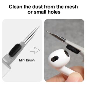 Cleaning Kit for AirPods Pro 1 2 3 - AirPod Cleaner Kit with a Mini Soft Brush, Flocking Sponge & Metal Pen Tip - Cleaning Tool Kit for Bluetooth Headsets & Headphone Cases - White (1 Pc)