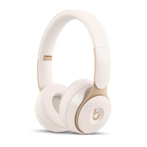 beats solo pro wireless noise cancelling on-ear headphones - apple h1 headphone chip, class 1 bluetooth, 22 hours of listening time, built-in microphone - ivory