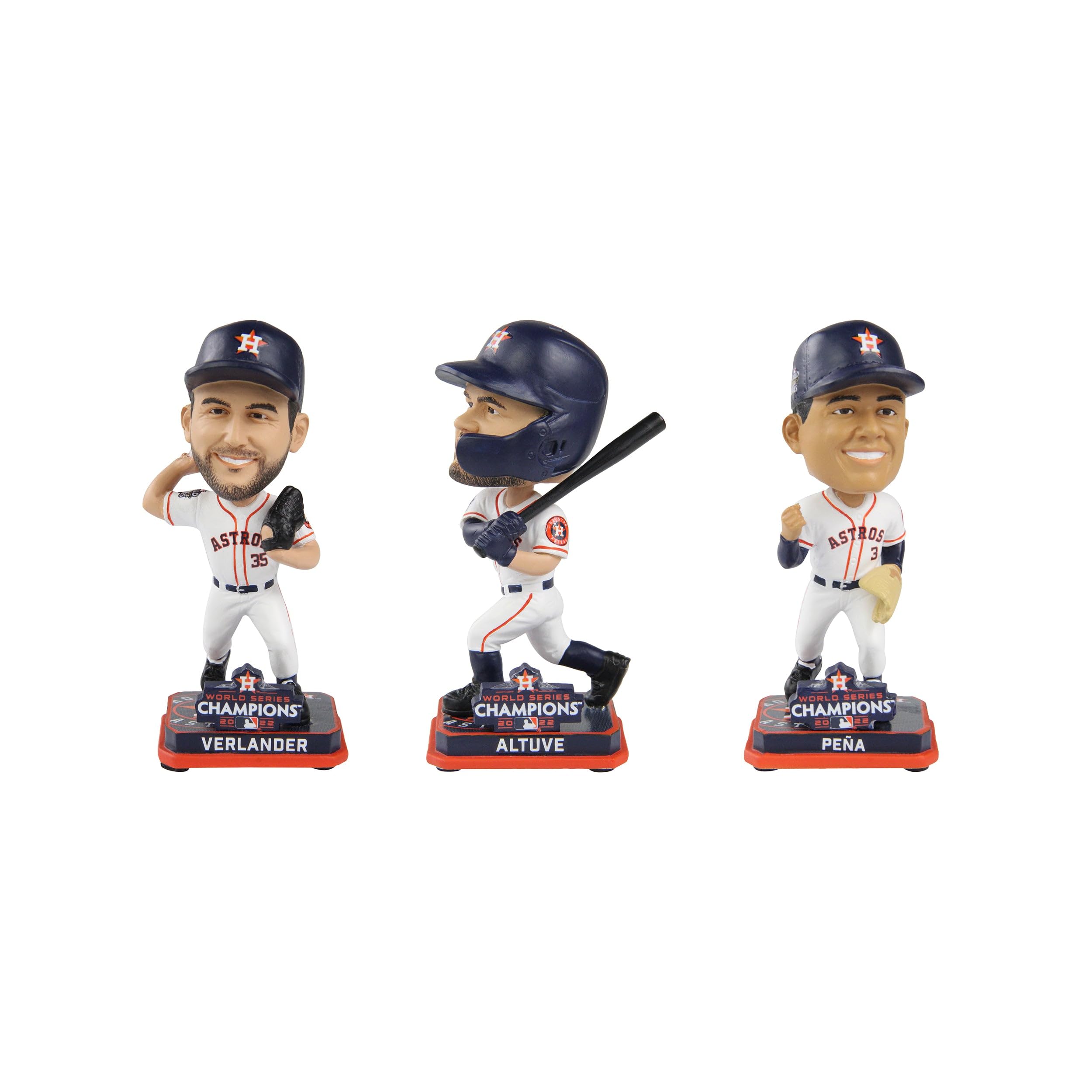 Jose Altuve Jeremy Pena & Justin Verlander Houston Astros 2022 World Series Champions Mini Bobble 3-Pack Set Bobblehead MLB Baseball