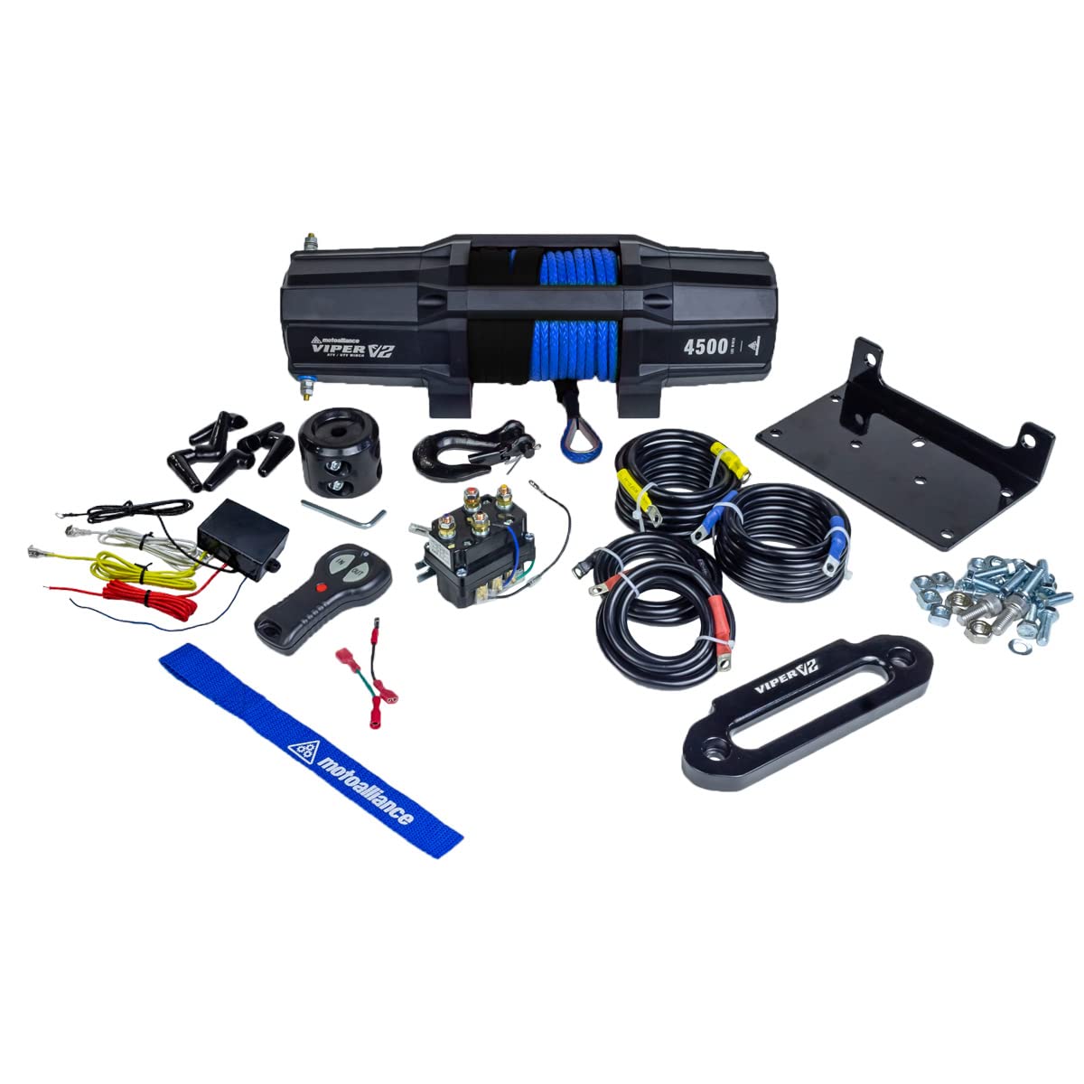 MotoAlliance VIPER V2 ATV/UTV Winch 4500lb- 40 feet BLACK Rope, Wireless Remote