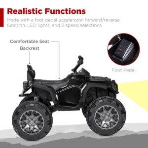 Best Choice Products 12V Kids Ride-On Electric ATV, 4-Wheeler Quad Car Toy w/Bluetooth Audio, 3.7mph Max Speed, Treaded Tires, LED Headlights, Radio - Black