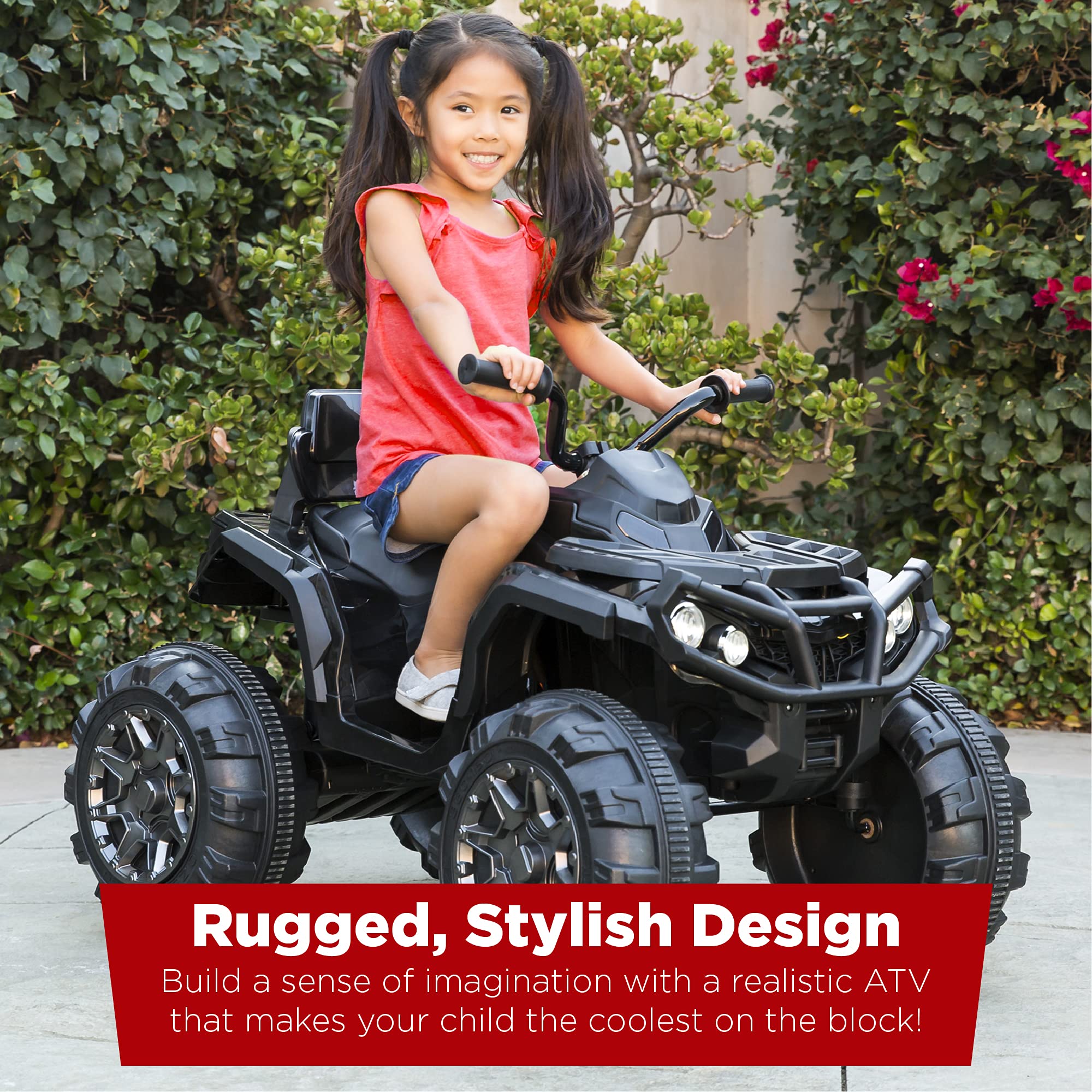 Best Choice Products 12V Kids Ride-On Electric ATV, 4-Wheeler Quad Car Toy w/Bluetooth Audio, 3.7mph Max Speed, Treaded Tires, LED Headlights, Radio - Black