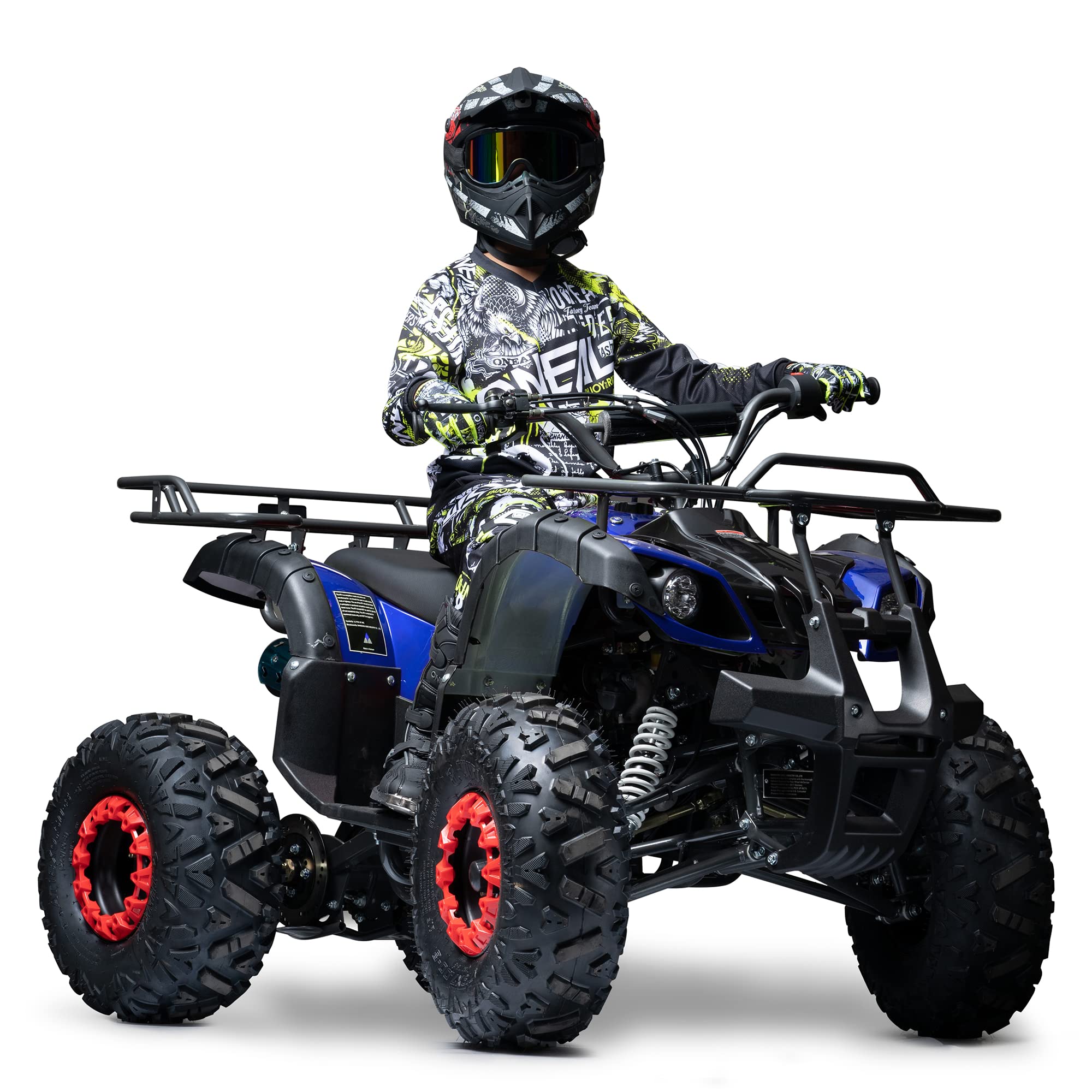 SEANGLES Gas 125cc ATV Quad 4 Wheeler for Adults and Kids ATV with Off-Road Tires (Blue)