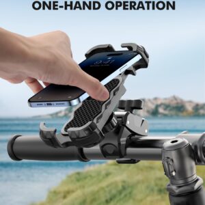 Zewdov Motorcycle Phone Mount, Upgrade Bike Phone Mount [1s Lock][Secure Protection], 360° Rotatable Phone Holder for Mountain Bike/ATV/Scooter Handlebar, Compatible with iPhone/Samsung 4.7-6.7"