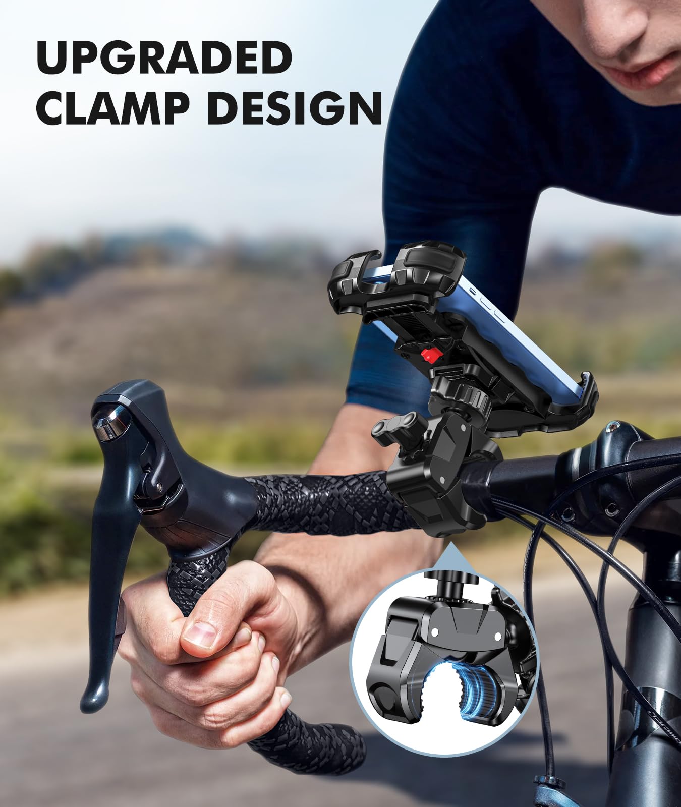 Zewdov Motorcycle Phone Mount, Upgrade Bike Phone Mount [1s Lock][Secure Protection], 360° Rotatable Phone Holder for Mountain Bike/ATV/Scooter Handlebar, Compatible with iPhone/Samsung 4.7-6.7"