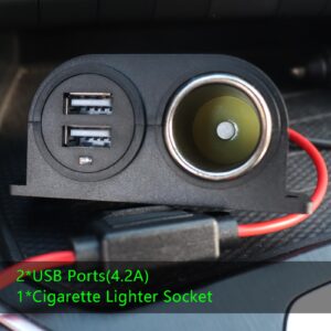 Dual USB Outlet Cigarette Lighter Socket Splitter 12V 4.2A Car Charger Power Outlet Adapter Replacement with Blade Fuse for RV Boat Marine Truck ATV UTV Bus etc