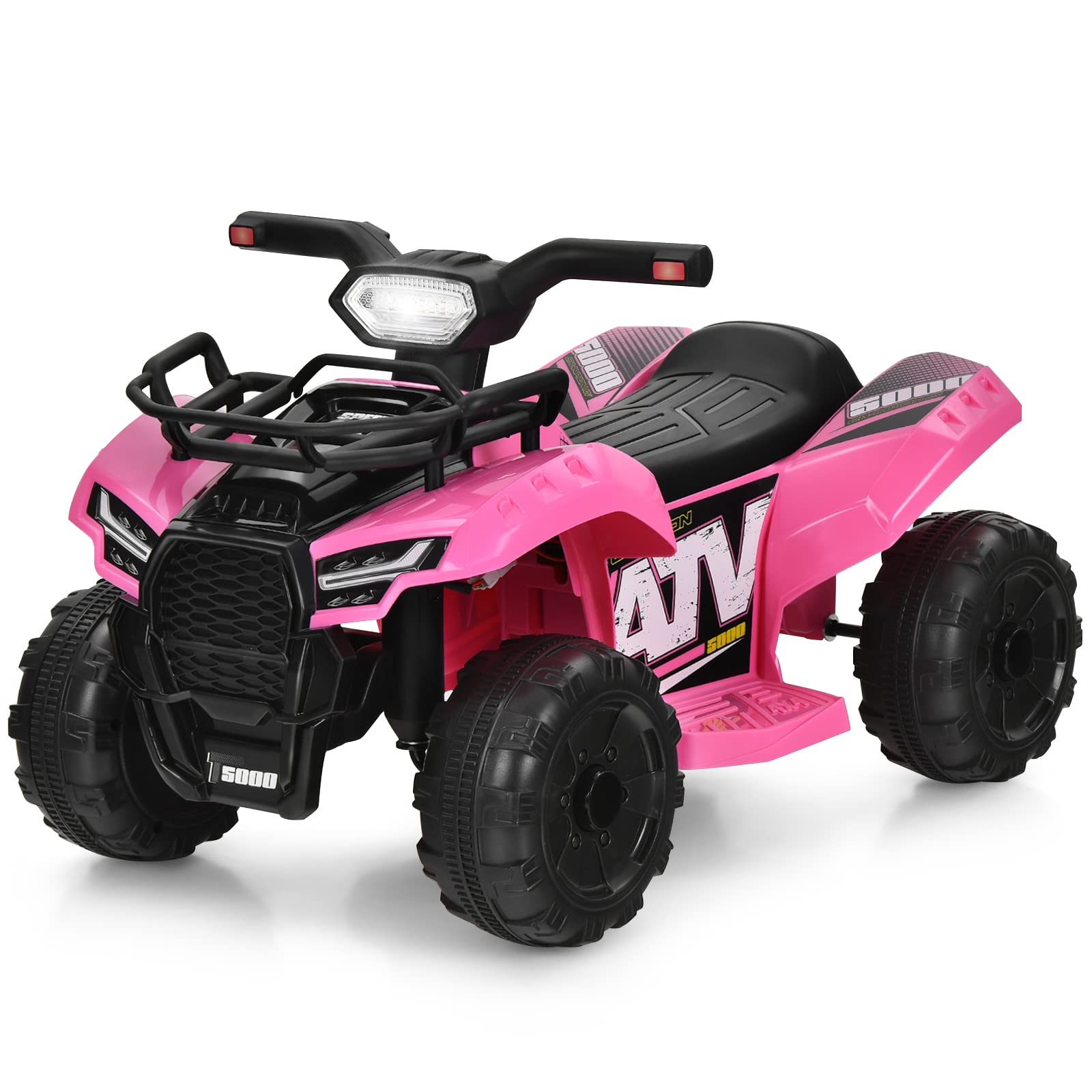 HONEY JOY Kids ATV, 4 Wheeler Battery Powered Toddler Quad with Storage Box, Horn, Music, LED Headlights, 6V Ride On ATV Toy, Gift for Boys Girls(Pink)