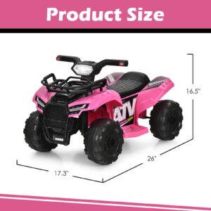 HONEY JOY Kids ATV, 4 Wheeler Battery Powered Toddler Quad with Storage Box, Horn, Music, LED Headlights, 6V Ride On ATV Toy, Gift for Boys Girls(Pink)