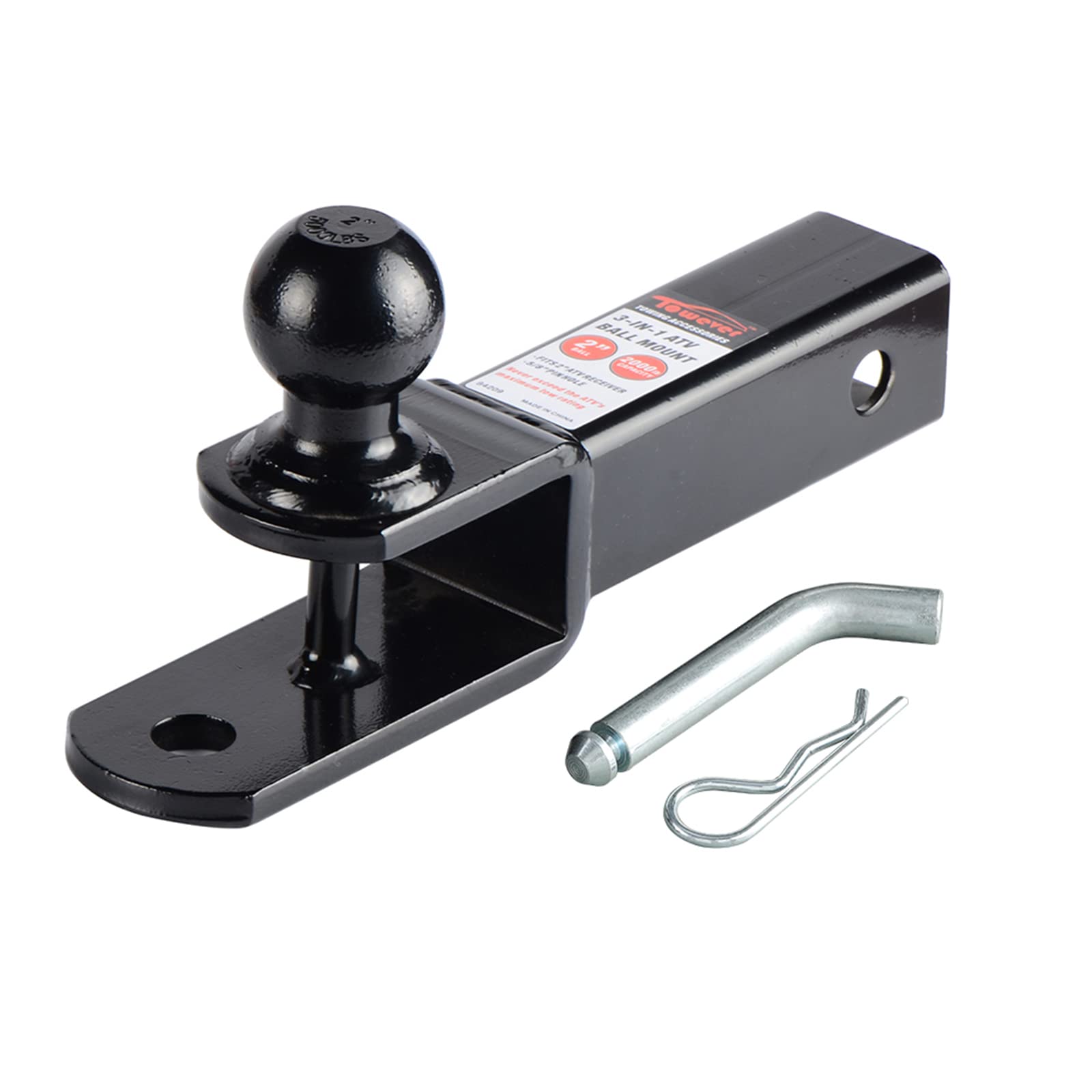 Towever 84209 2 inches ATV Receiver Hitch 3 in 1 Ball Mount with 2 inches Ball