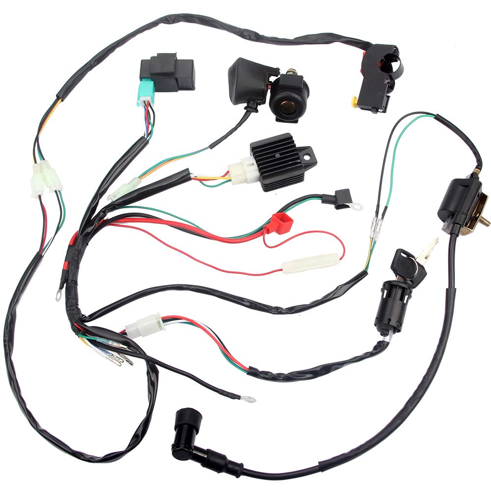 DKIIGAME Electric Start Engine Wiring Harness Coil CDI Solenoid Relay for50cc 70cc 110cc 125cc 4 Stroke ATV Pit Quad Dirt Bike Go Kart Scooter Buggy