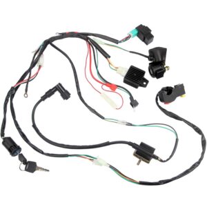 DKIIGAME Electric Start Engine Wiring Harness Coil CDI Solenoid Relay for50cc 70cc 110cc 125cc 4 Stroke ATV Pit Quad Dirt Bike Go Kart Scooter Buggy