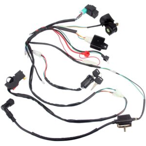 DKIIGAME Electric Start Engine Wiring Harness Coil CDI Solenoid Relay for50cc 70cc 110cc 125cc 4 Stroke ATV Pit Quad Dirt Bike Go Kart Scooter Buggy