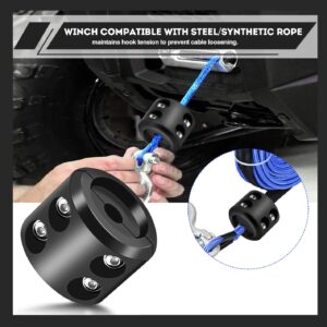 Winch Stopper for Cable. Truck UTV ATV Rubber Winch Cable Stopper, Protects Towing Hook, Synthetic Rope, Cable Line from Wear or Damage, Hawse, Bumper. Quick Installation with Tools. (black)