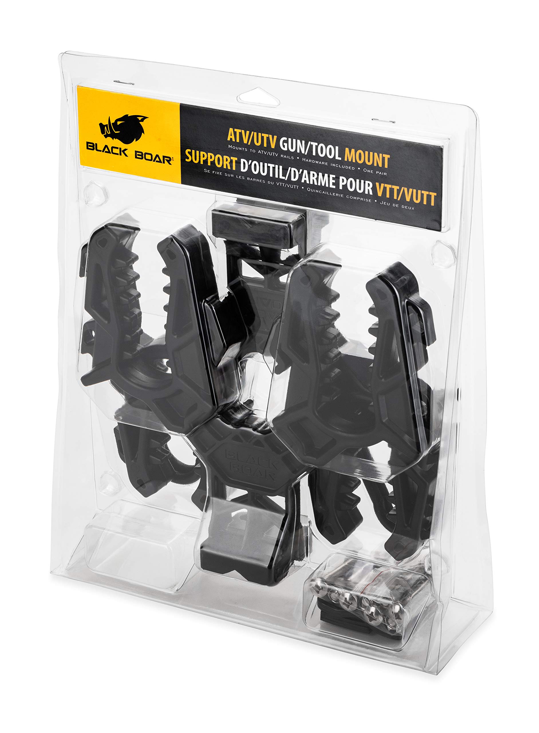 Black Boar UTV/ATV Double Gun & Tool Mount - Features Flexible Non-Marring Teeth for Better Grip - includes Rubber Base Plate Pads - Max Carry Weight of 15lbs (66030)