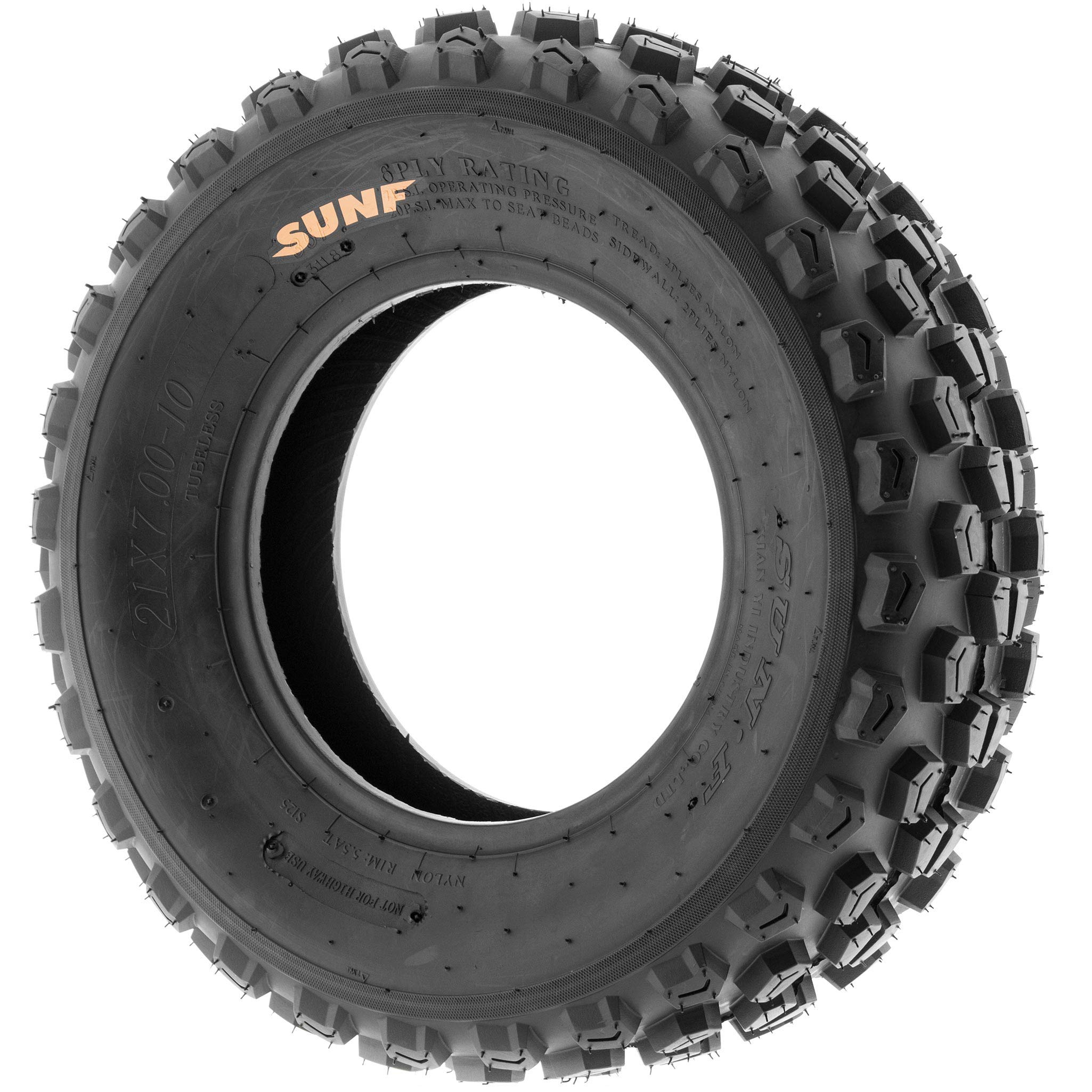 SunF A017 21x7-10 ATV/UTV XC-Sport Tires, 6-PR (Set Pair of 2)