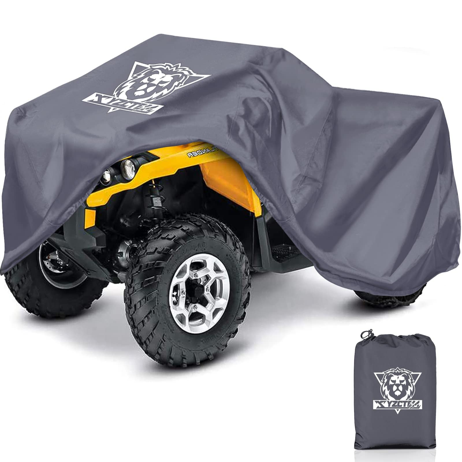 XYZCTEM Premium ATV Cover,420D Oxford Fabric Protection Against Water, UV, Wind. Quad Cover for Can-am,Suzuki,Kawasaki, Honda, Yamaha, Polaris,and More.4 Wheeler Accessories(Grey,82 inch)