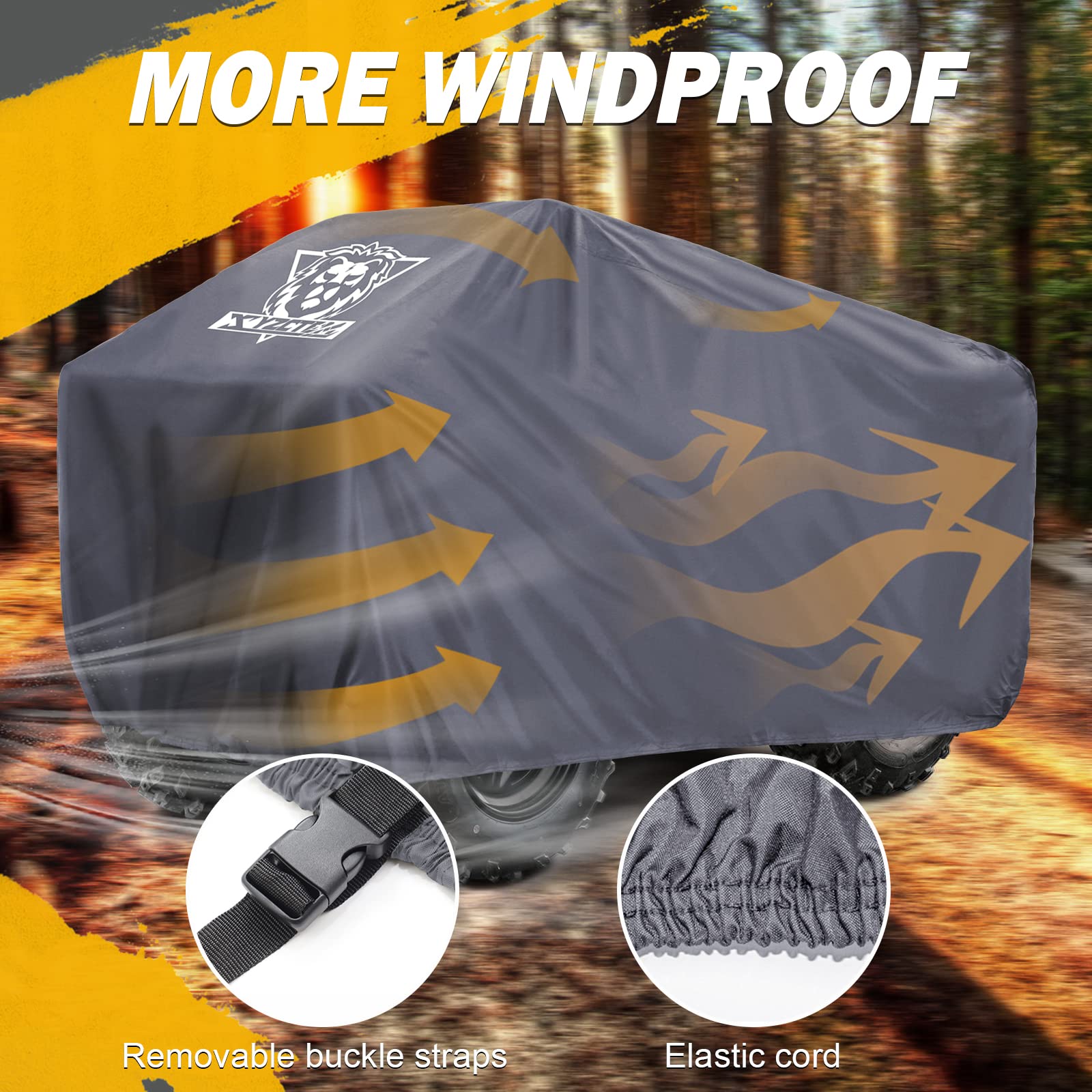 XYZCTEM Premium ATV Cover,420D Oxford Fabric Protection Against Water, UV, Wind. Quad Cover for Can-am,Suzuki,Kawasaki, Honda, Yamaha, Polaris,and More.4 Wheeler Accessories(Grey,82 inch)