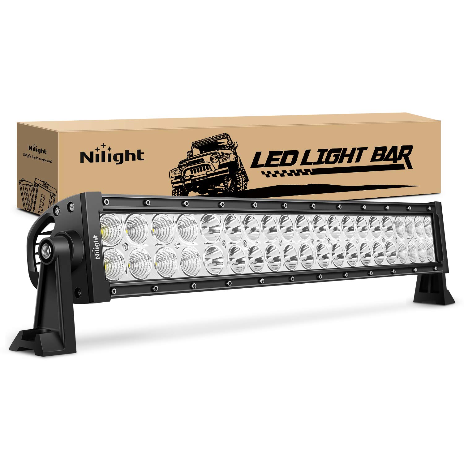 Nilight - 70003C-A 22" 120w LED Light Bar Flood Spot Combo Work Light Driving Lights Fog Lamp Offroad Lighting for SUV Ute ATV Truck 4x4 Boat,2 Years Warranty