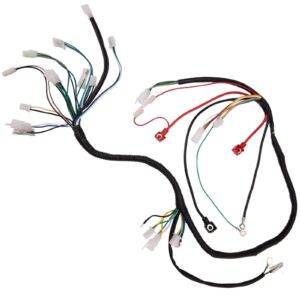 HOOTO Complete Wiring Harness kit for ATV Quad 4 Stroke 50cc 70cc 90cc 110cc 125cc Pit Quad Dirt Bike Go Kart Quad Wire Harness Complete Electrics Stator Coil CDI Solenoid Relay Spark Plug, Lead