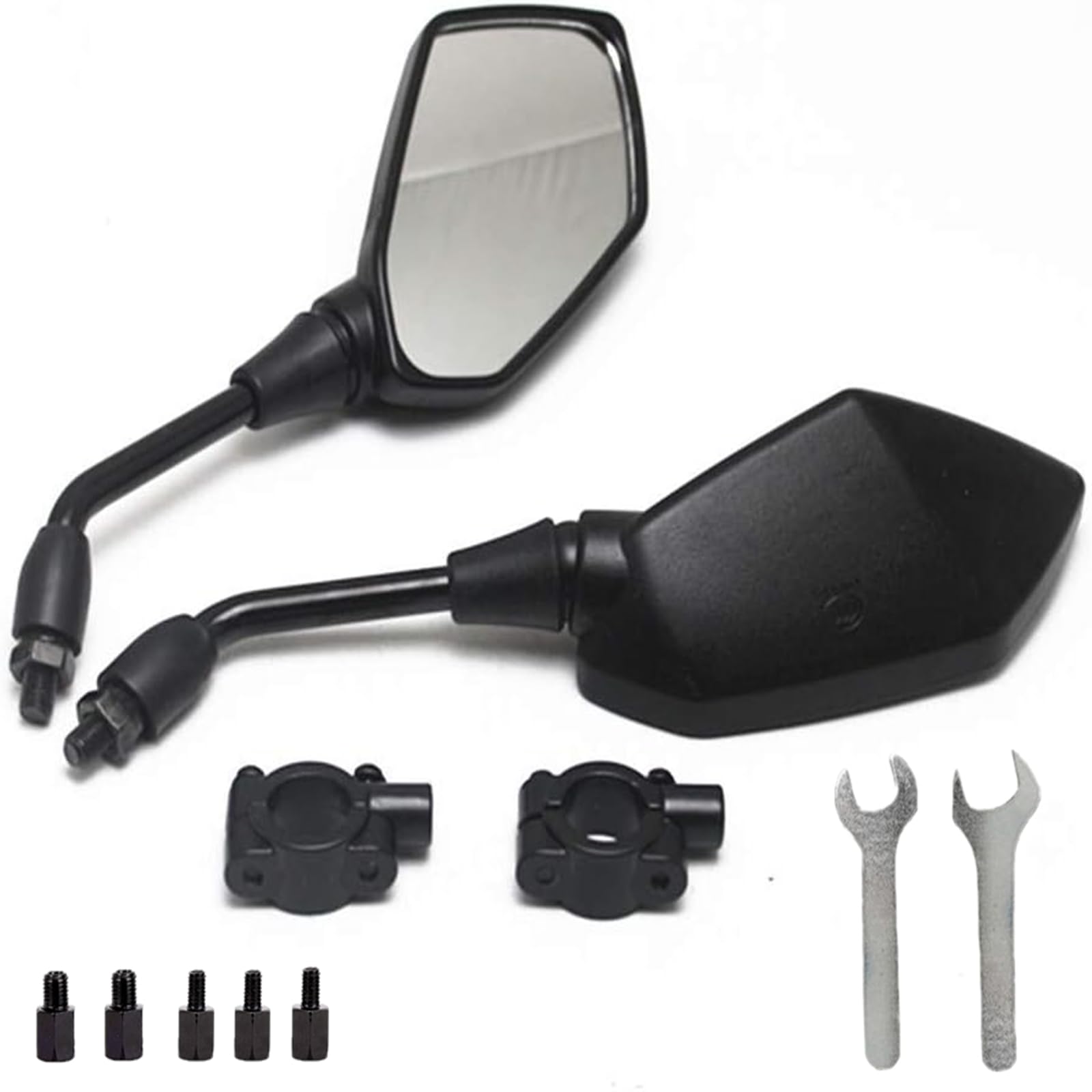 【2024 Upgraded】Motorcycle Convex Rear View Mirror, Mirrors For Bike,motorcycle,atv,scooter, with M8 M10 Threaded Bolt, with 7/8" Handle Bar Mount Clamp Compatible with Cruiser, Suzuki, Honda,Victory
