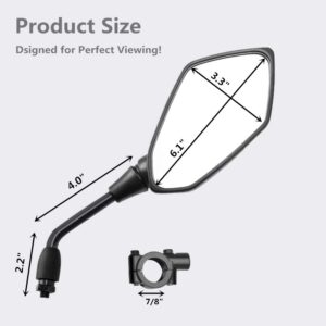 【2024 Upgraded】Motorcycle Convex Rear View Mirror, Mirrors For Bike,motorcycle,atv,scooter, with M8 M10 Threaded Bolt, with 7/8" Handle Bar Mount Clamp Compatible with Cruiser, Suzuki, Honda,Victory