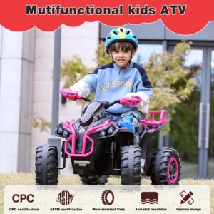 Soar Four Wheeler for Kids - Electirc Toddler 4 Wheeler for Kids 3-6, Ride on Atv 12v Battery Powered, Kids Quad with LED Lights, Music, High Low Speed, USB/TF, Treaded Tires, Black