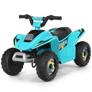 OLAKIDS Kids Ride On ATV, 6V Motorized Quad Toy Car for Toddlers, 4 Wheeler Battery Powered Electric Vehicle for Boys Girls with Forward/Reverse Switch, Anti-Slip Wheels (Aqua)