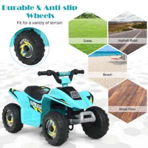 OLAKIDS Kids Ride On ATV, 6V Motorized Quad Toy Car for Toddlers, 4 Wheeler Battery Powered Electric Vehicle for Boys Girls with Forward/Reverse Switch, Anti-Slip Wheels (Aqua)