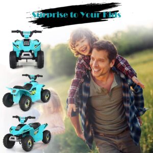 OLAKIDS Kids Ride On ATV, 6V Motorized Quad Toy Car for Toddlers, 4 Wheeler Battery Powered Electric Vehicle for Boys Girls with Forward/Reverse Switch, Anti-Slip Wheels (Aqua)