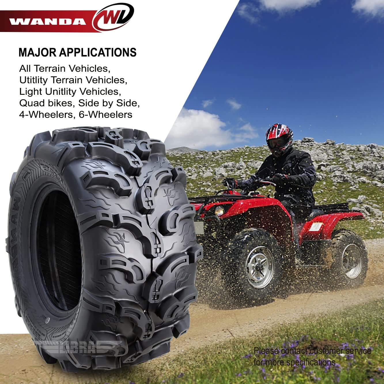 WANDA 2 Premium UTV ATV Tires 25x11-10 25x11x10 Super Mud Snow 6PR P375-10216