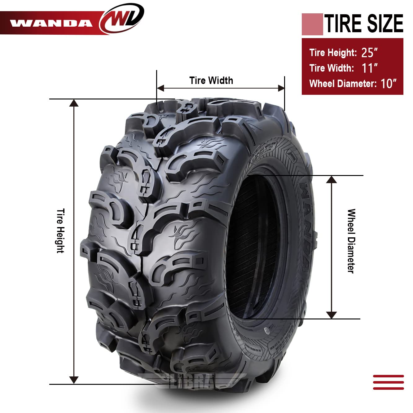 WANDA 2 Premium UTV ATV Tires 25x11-10 25x11x10 Super Mud Snow 6PR P375-10216