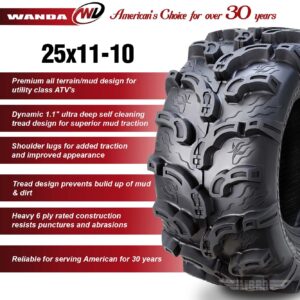 WANDA 2 Premium UTV ATV Tires 25x11-10 25x11x10 Super Mud Snow 6PR P375-10216