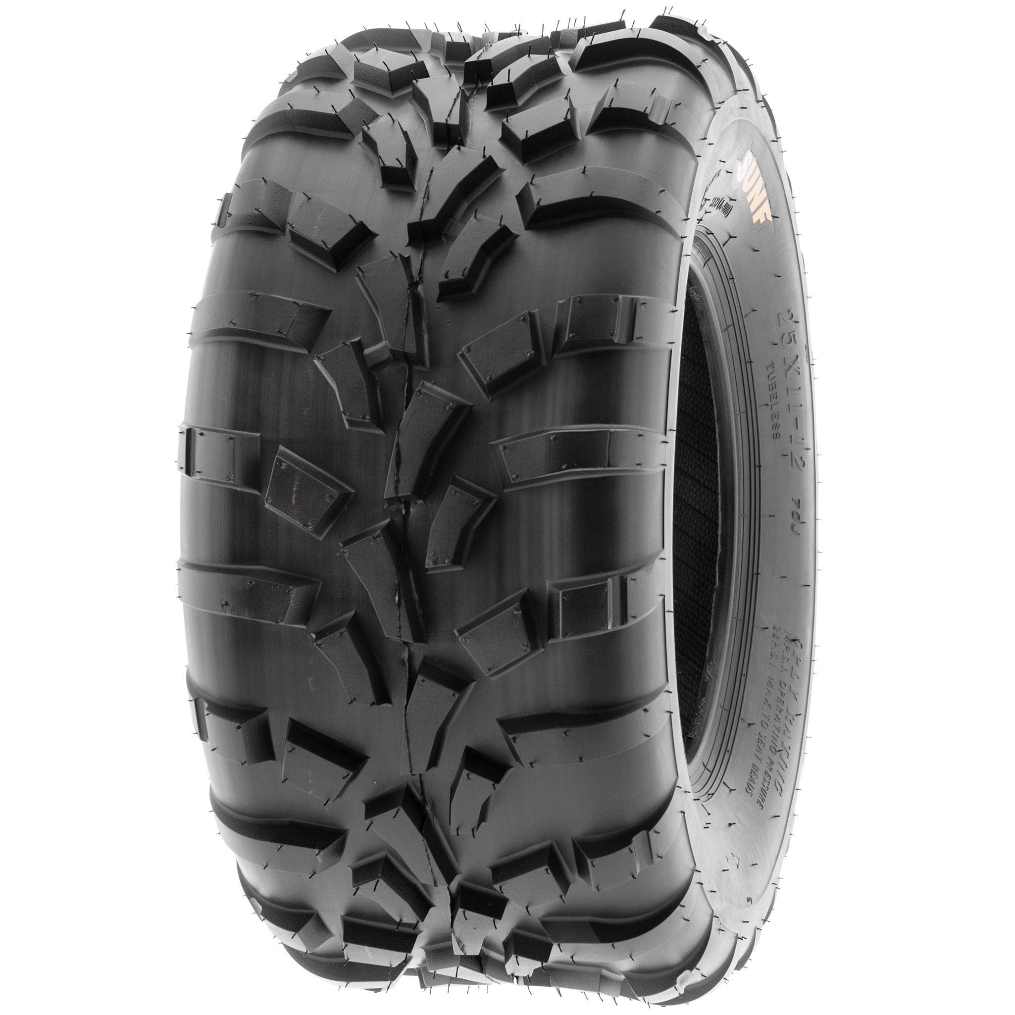 SunF 25x11-12 (25x11x12) ATV/UTV Off-Road Tire, 6PR, Directional Knobby Tread | A010