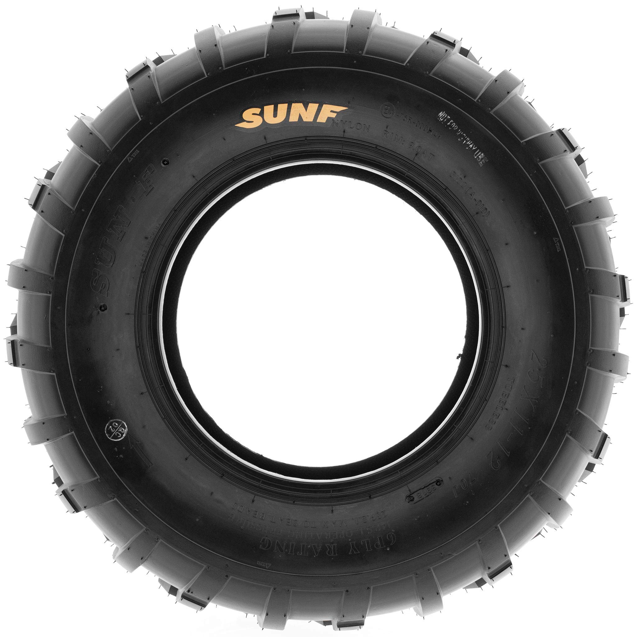 SunF 25x11-12 (25x11x12) ATV/UTV Off-Road Tire, 6PR, Directional Knobby Tread | A010