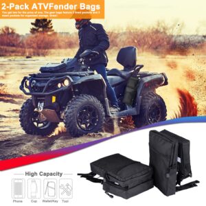 CKEGUO ATV Fender Bags, 2-Pack Motorcycle ATV Tank Saddlebags, Universal Rear Storage Tool Bags for ATV UTV Dirt Bike (Black)