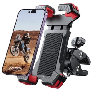 joyroom motorcycle phone mount, [fastest visualize lock][150mph wind anti-shake] bike phone holder with easy install handlebar clamp, fits for bicycle scooter atv/utv, fit for iphone & all phones