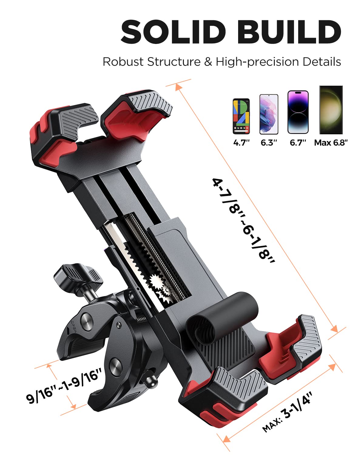 JOYROOM Motorcycle Phone Mount, [Fastest Visualize Lock][150mph Wind Anti-Shake] Bike Phone Holder with Easy Install Handlebar Clamp, fits for Bicycle Scooter ATV/UTV, Fit for iPhone & All Phones