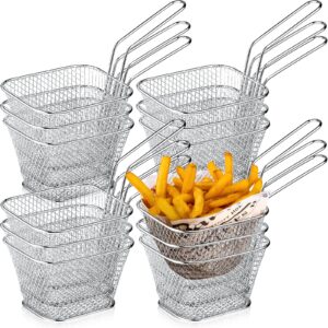 12 pieces mini square fry basket steel french fry chip basket food baskets for serving stainless steel fry basket with handle reusable fries holder mini deep fryer with basket for home decor