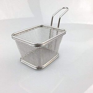 Stainless Steel Mini French Fries Basket Square Fryer Baskets, FDA Grade Kitchen Cooking Tool Food Presentation Tableware (Small 4inch 2pcs pack)